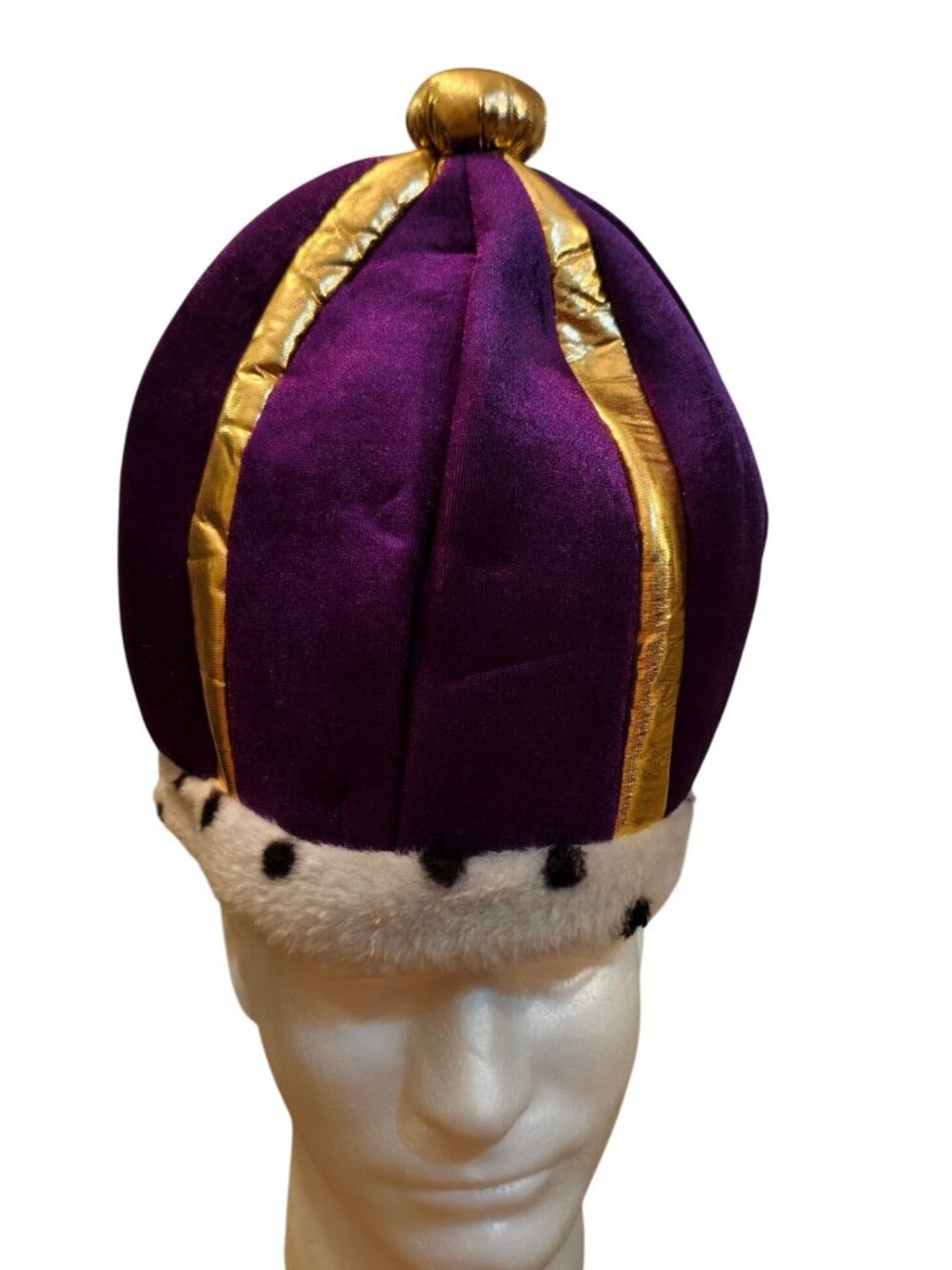 Adult King Royal Crown Hat Purple Gold Faux Fur Lining Costume Cosplay Parties